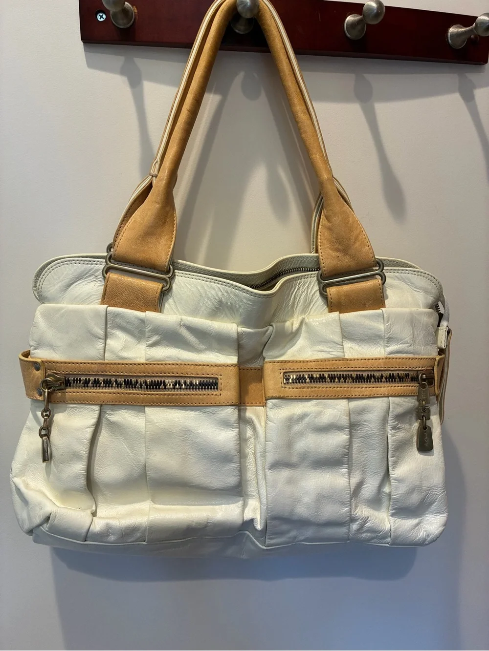 See By Chloé White and Tan Leather Satchel